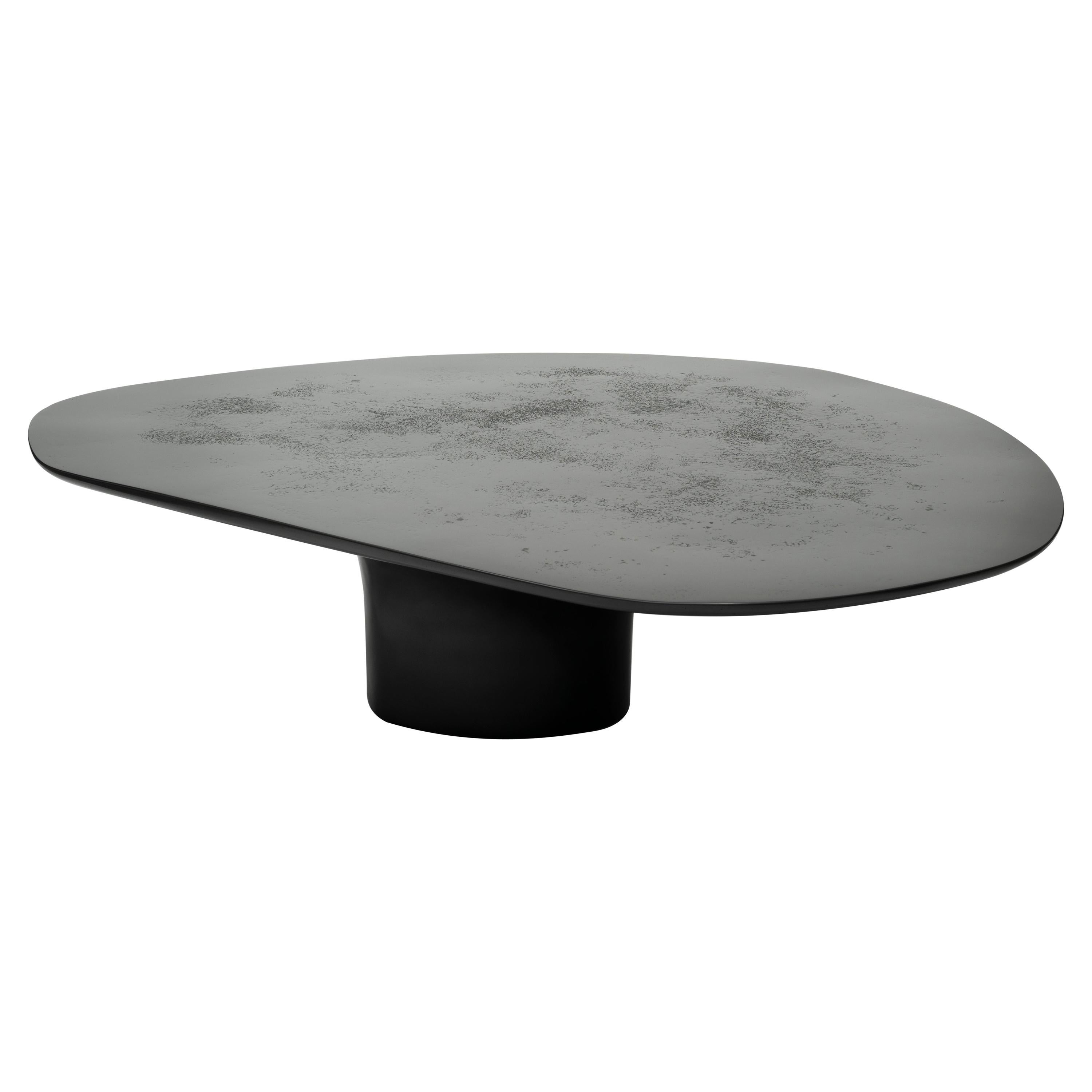 NR Black Smooth, 21st Century Contemporary Circular Black Coffee Table