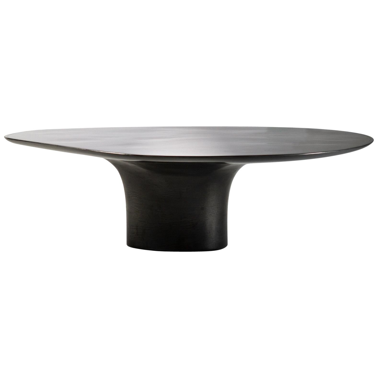 NR Hand-Sculpted Liquid Graphite Metal Smooth Black Finished Low Cocktail Table