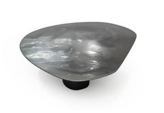 NR LOW, 21st Century Modern Sculptural Circular Silver Black Coffee Table
