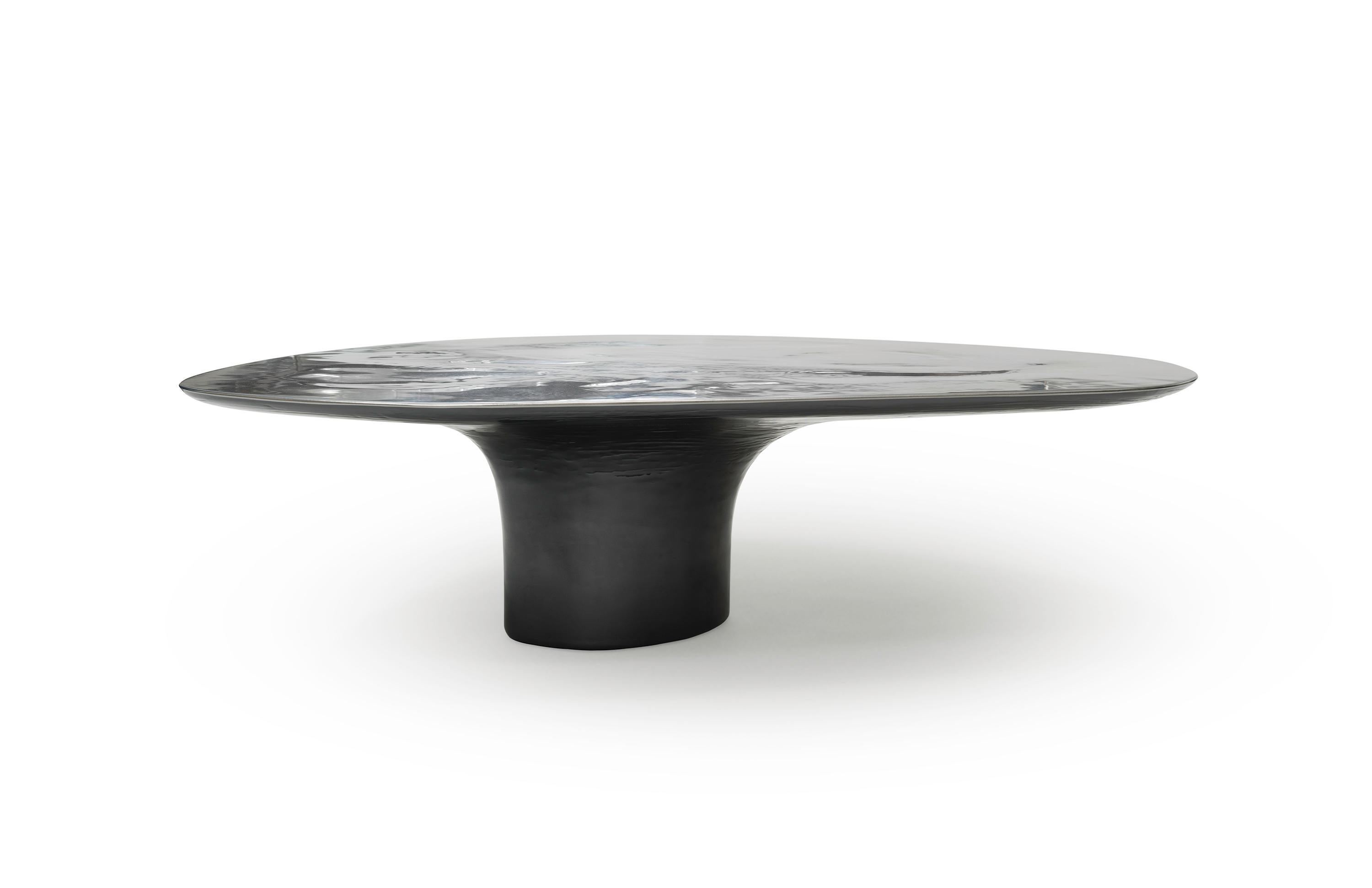 black sculptural coffee table