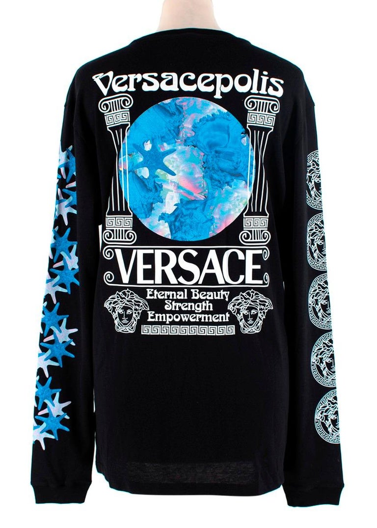 Versace Versacepolis Graphic Black Long Sleeve Tee - US 2 at 1stDibs