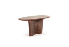 Table de salle à manger NRC, table ovale sculptée en cuivre oxydé liquide