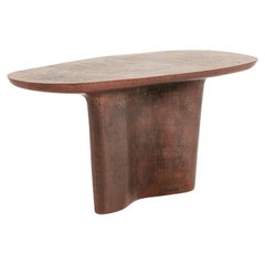 Table de salle à manger NRC, table ovale sculptée en cuivre oxydé liquide