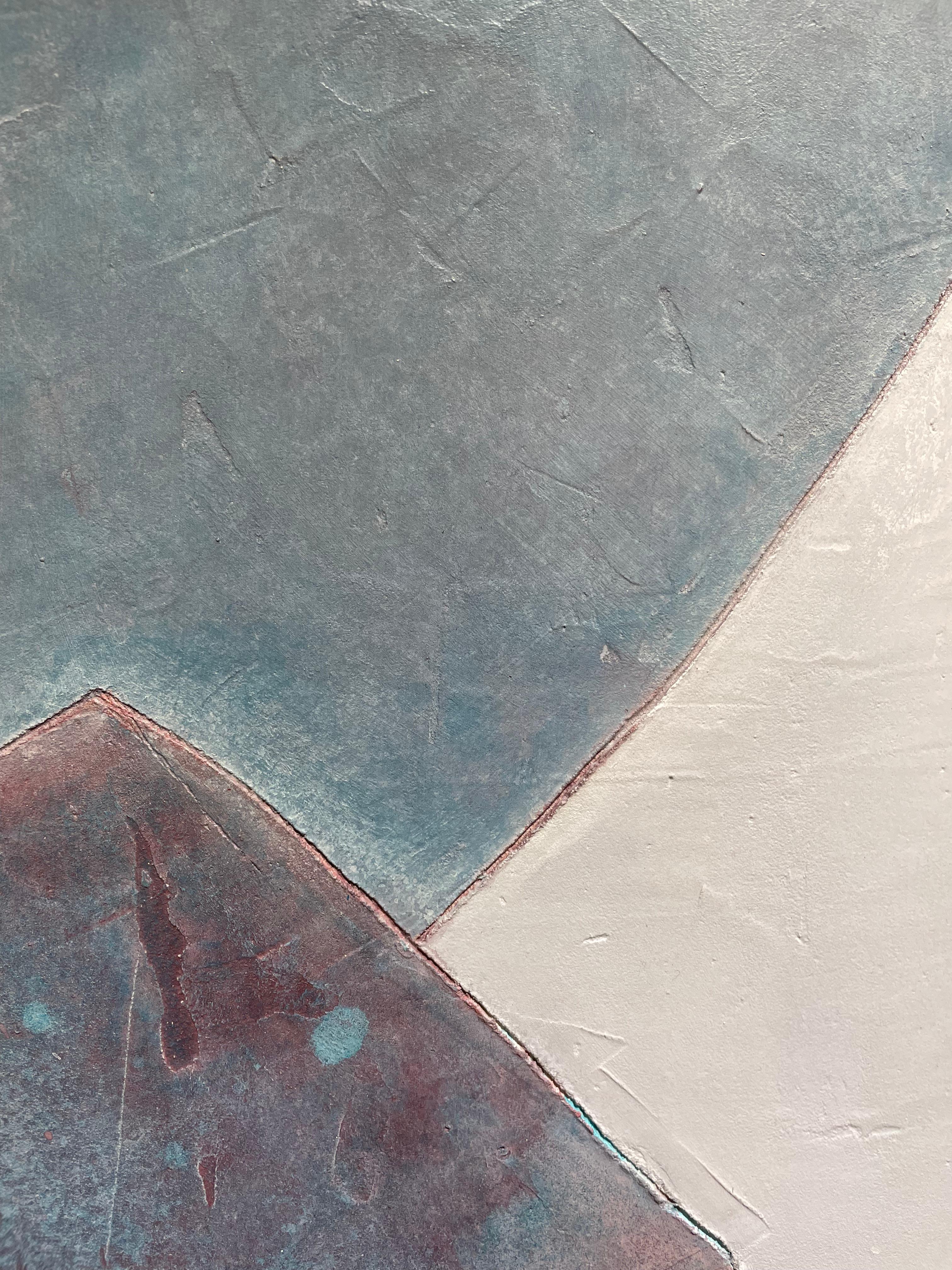 Aigua Viva - 21st Century, Abstract Art, Cement on Wood, Earth Tones - Abstract Geometric Painting by Núria Guinovart