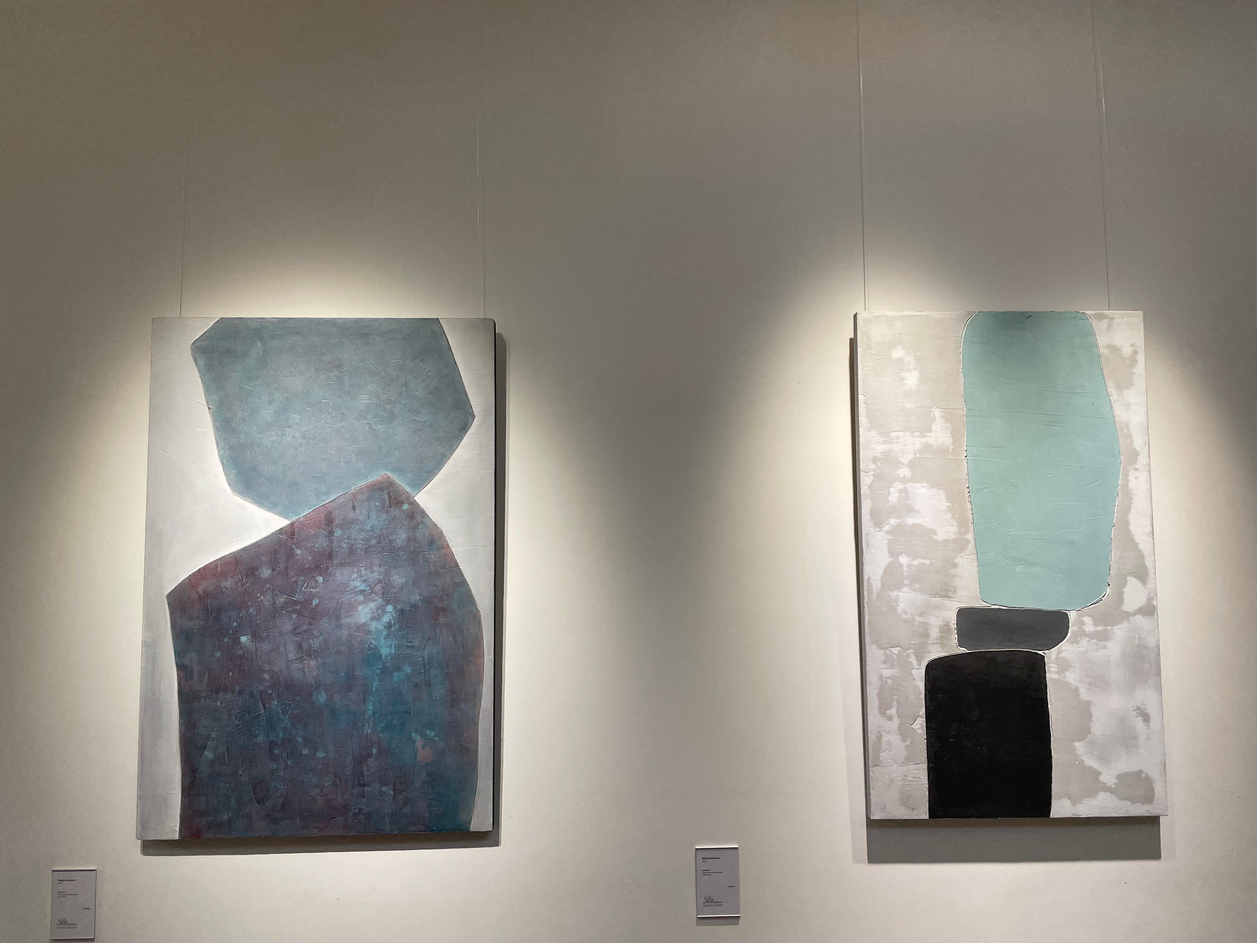 Aigua Viva – 21. Jahrhundert, Abstrakte Kunst, Zement auf Holz, Erdtöne (Grau), Abstract Painting, von Núria Guinovart