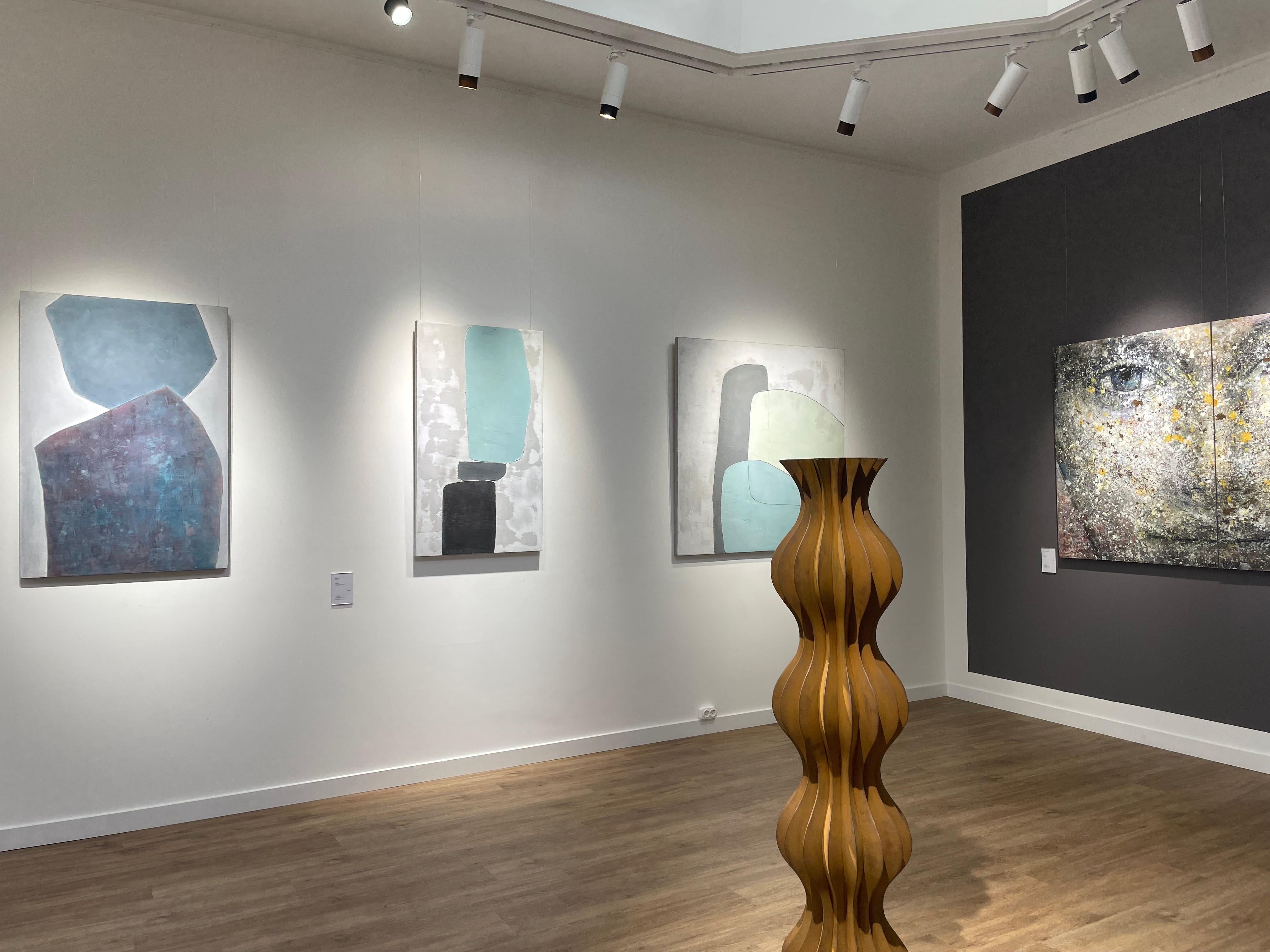 Aigua Viva – 21. Jahrhundert, Abstrakte Kunst, Zement auf Holz, Erdtöne im Angebot 1