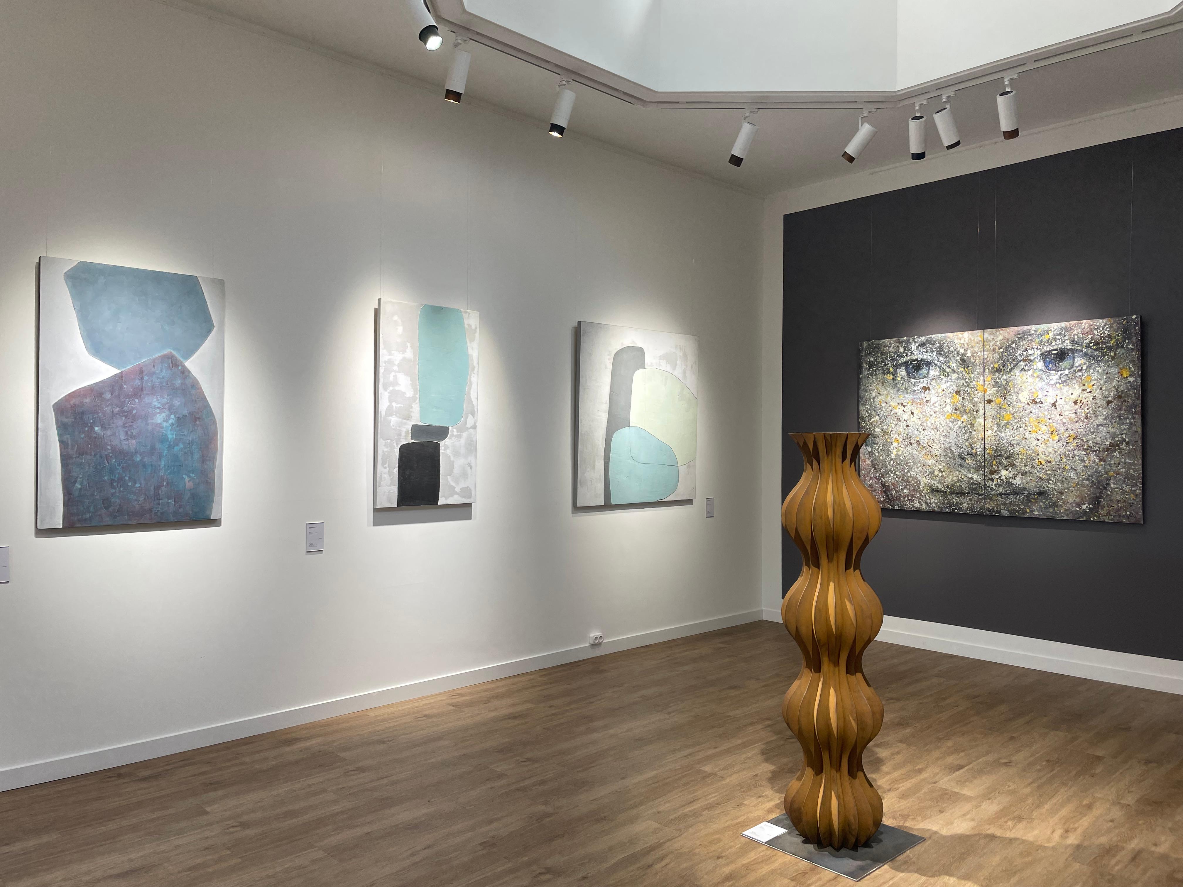 Aigua Viva – 21. Jahrhundert, Abstrakte Kunst, Zement auf Holz, Erdtöne im Angebot 2