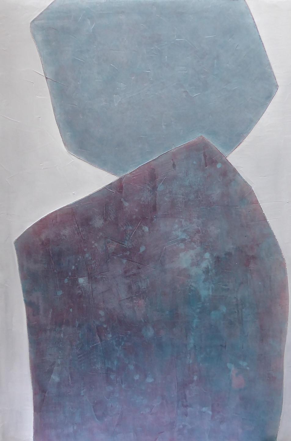 Abstract Painting Núria Guinovart - Aigua Viva - 21e siècle, art abstrait, ciment sur bois, tons terreux