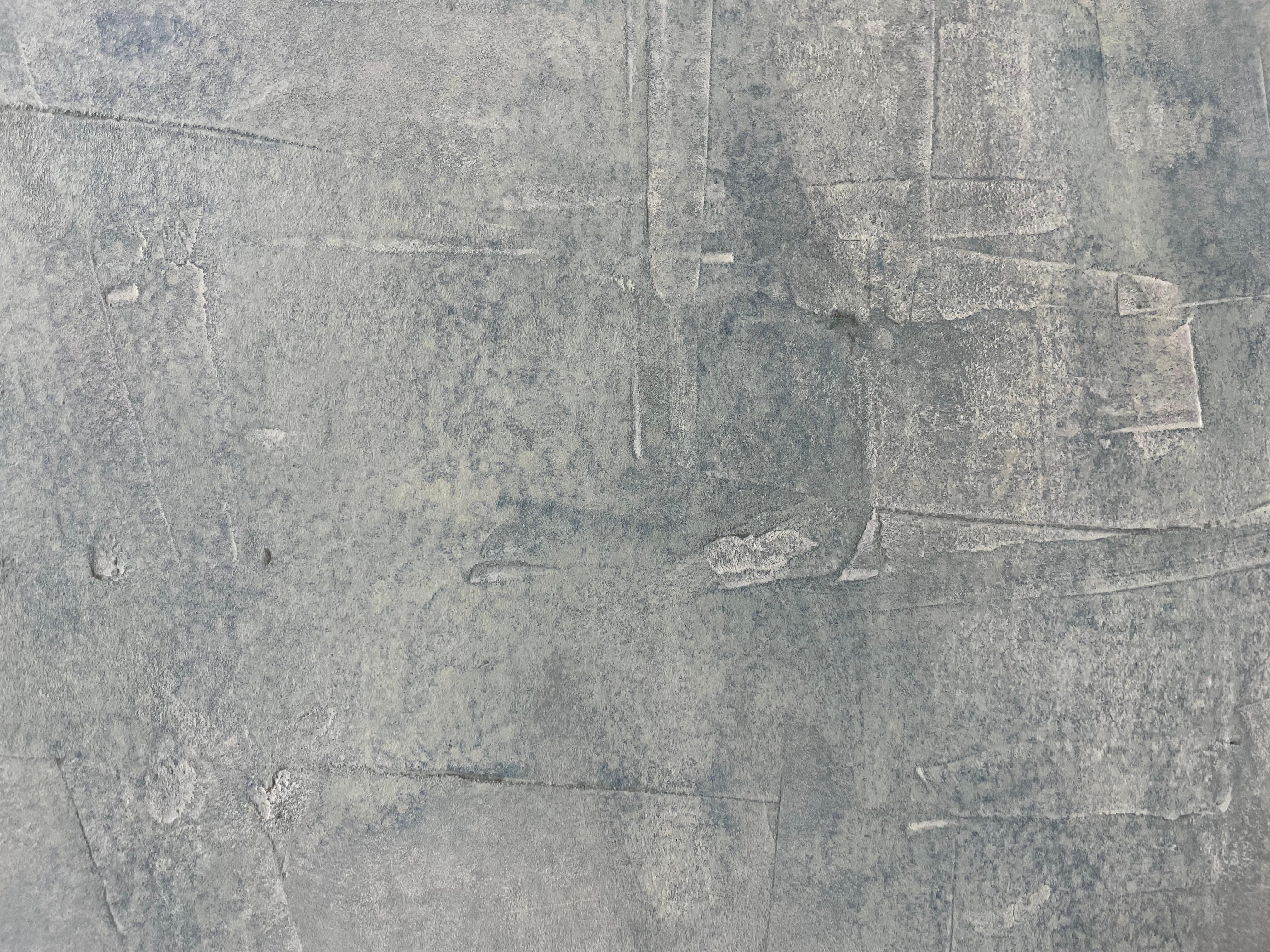 Balanceig - 21st Century, Abstract Art, Cement on Wood, Earth Tones - Gray Abstract Painting by Núria Guinovart
