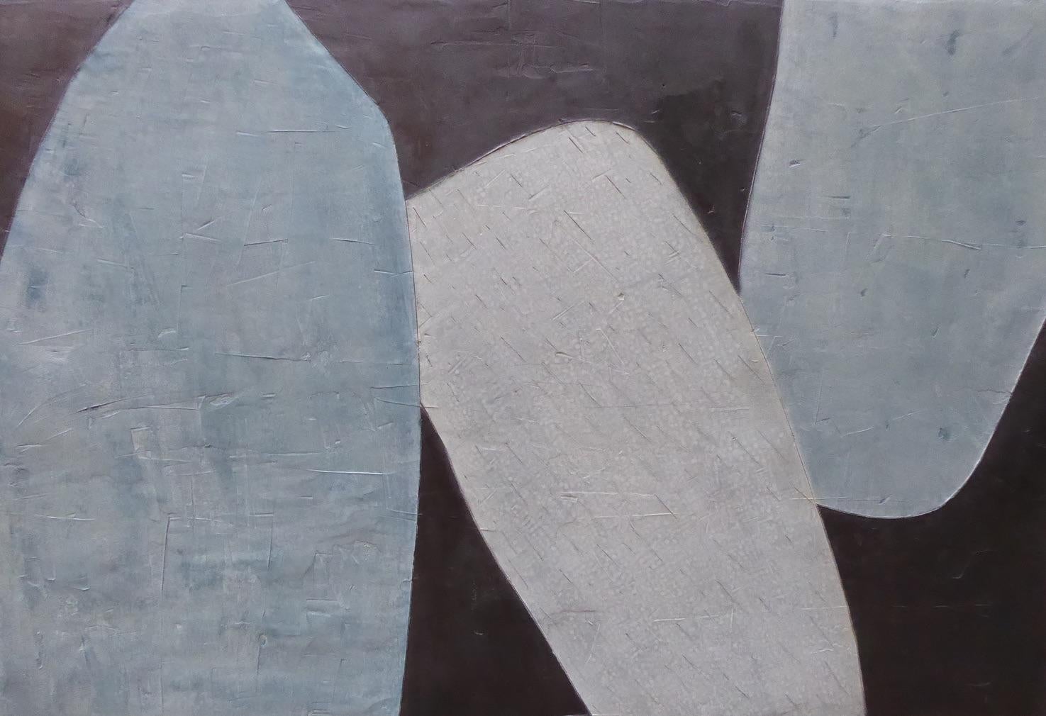 Núria Guinovart Abstract Painting – Balanceig – 21. Jahrhundert, Abstrakte Kunst, Zement auf Holz, Erdtöne