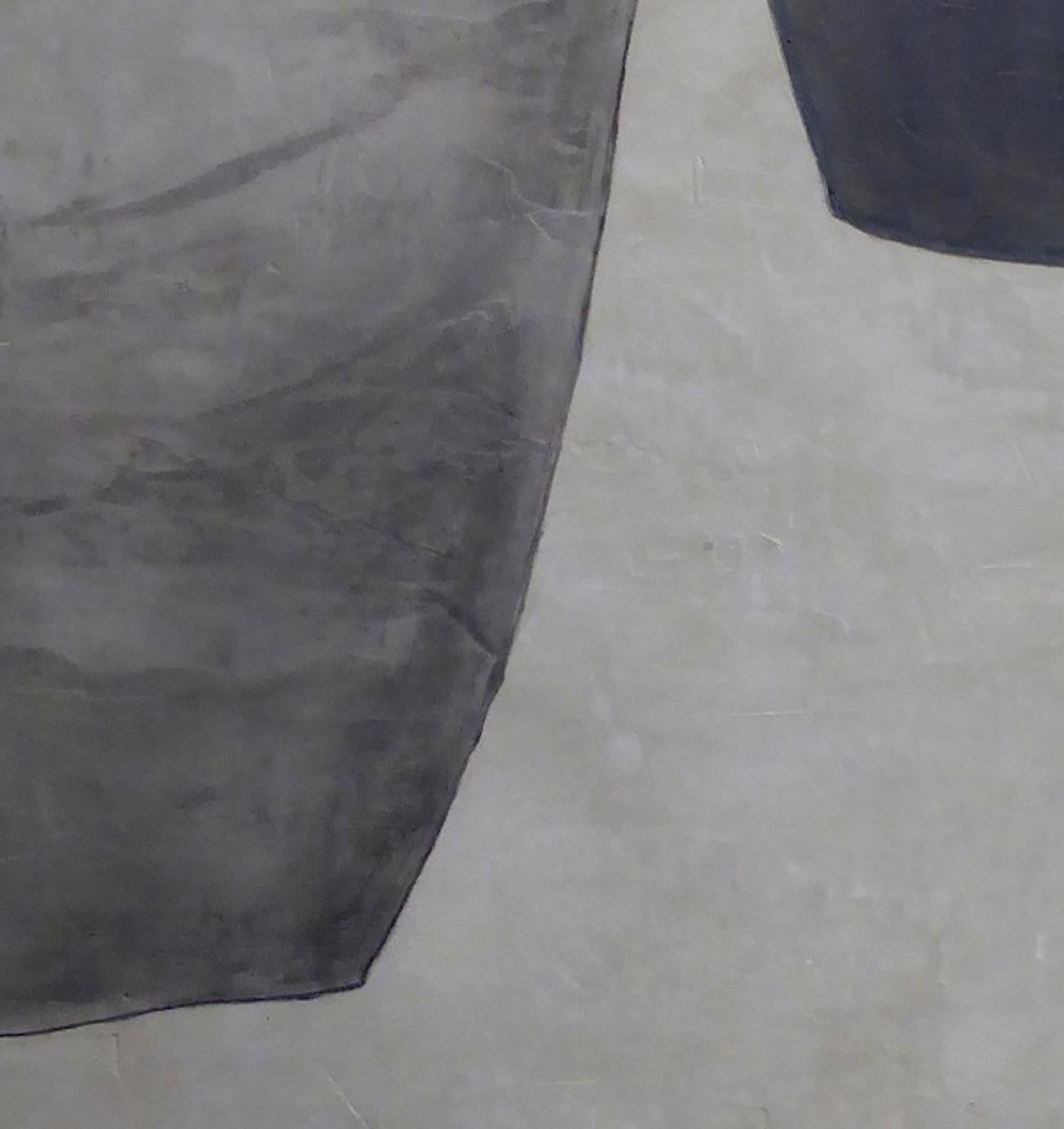 Formes Suspeses - 21e siècle, art abstrait, ciment sur bois, tons terreux - Painting de Núria Guinovart