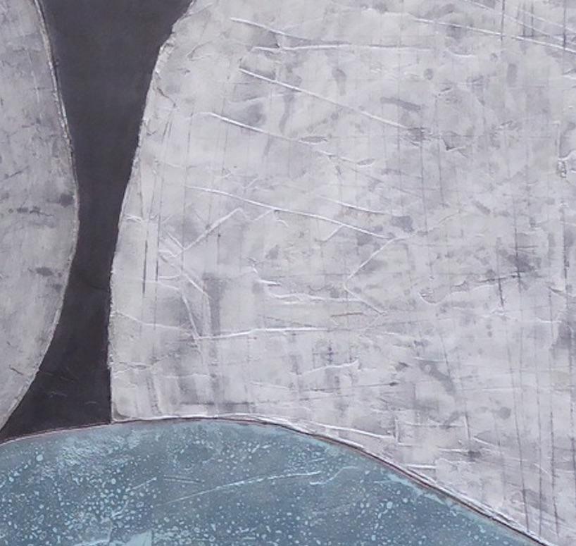 Proporcions - 21st Century, Abstract Art, Cement on Wood, Earth Tones - Painting by Núria Guinovart