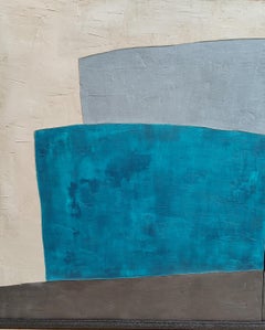 Tríptic - 21e siècle, art abstrait, ciment sur bois, tons de terre
