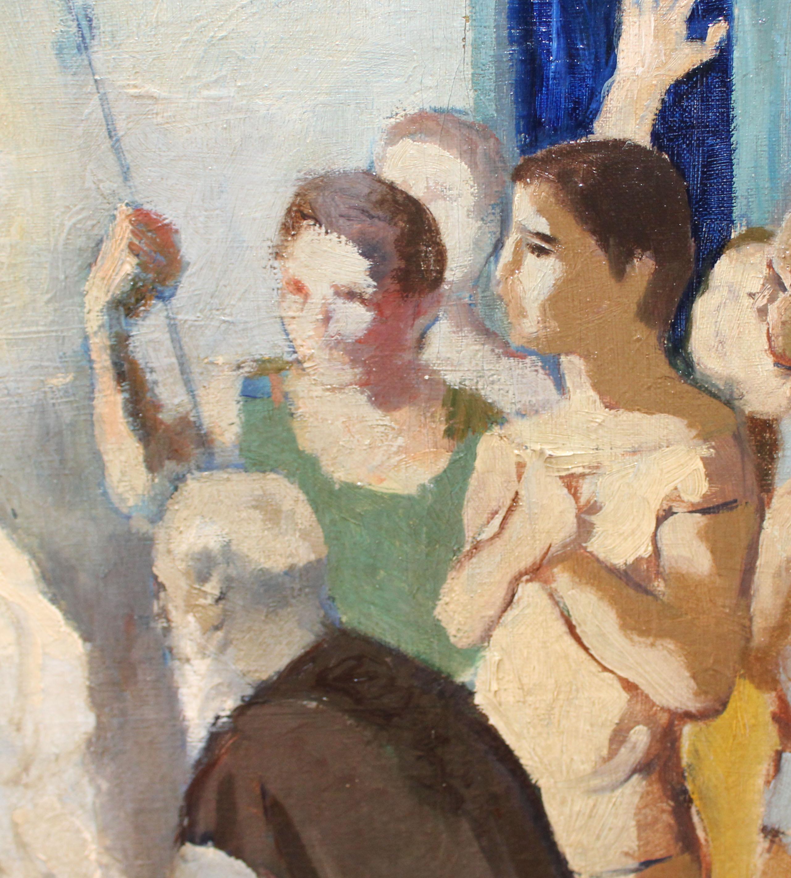 Óleo sobre tela - Escena bíblica - Gray Figurative Painting by Núria Llimona Raimat