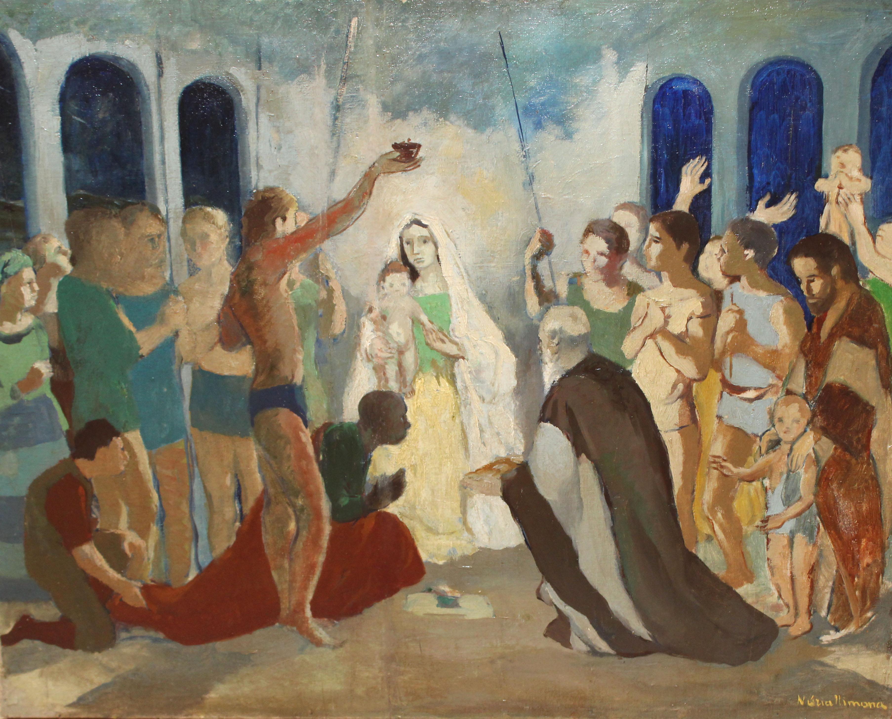 Núria Llimona Raimat Figurative Painting - Óleo sobre tela - Escena bíblica