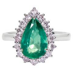 *NRP*IGI 14K 2.27 ct Emerald&Pink Diamond Antique Art Deco Style Engagement Ring