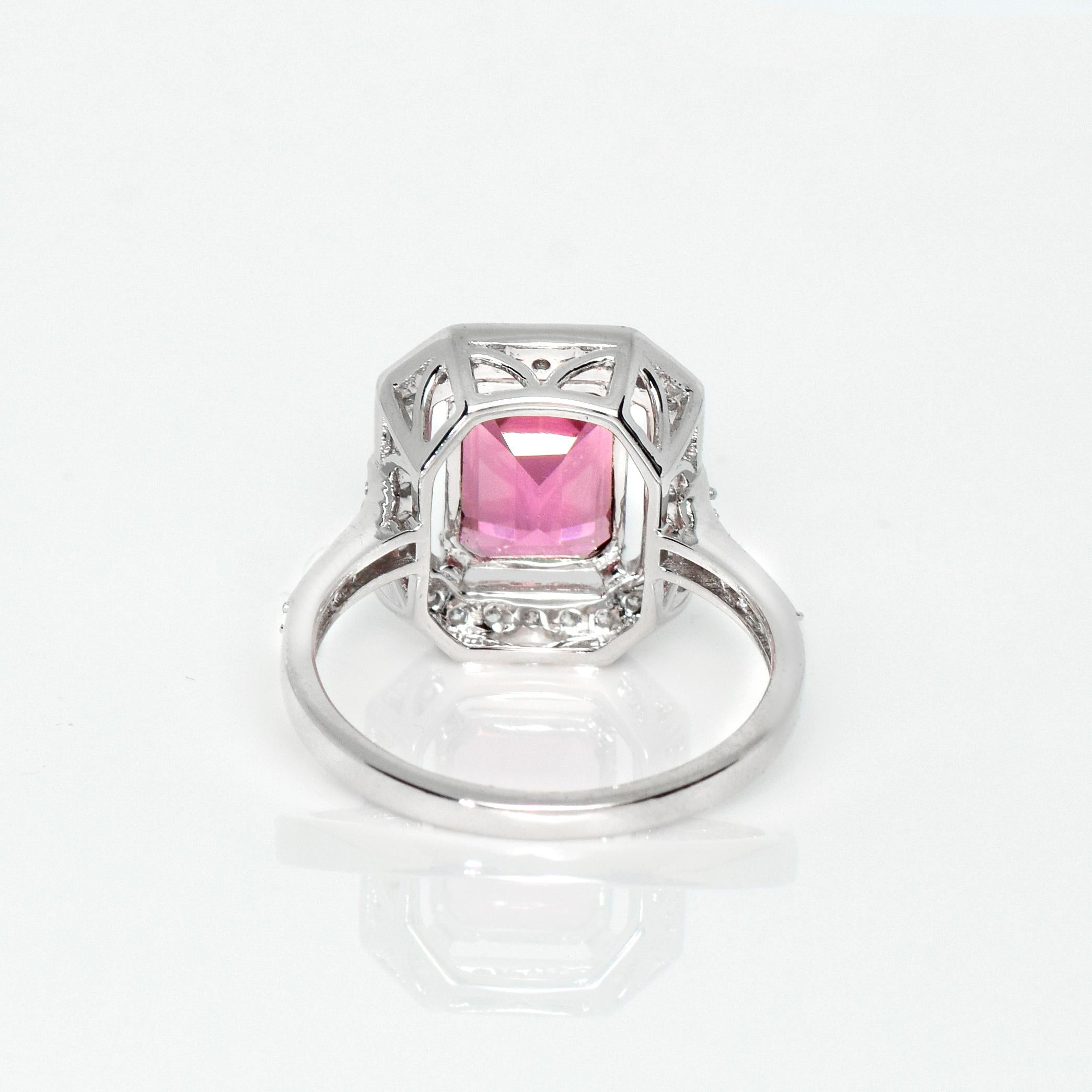 *NRP* IGI 14K 2.28 Ct Top Pink Tourmaline Antique Art Deco Style Engagement Ring For Sale 1