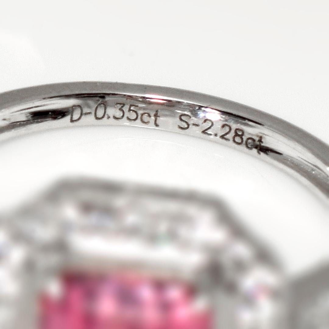 *NRP* IGI 14K 2.28 Ct Top Pink Tourmaline Antique Art Deco Style Engagement Ring For Sale 3