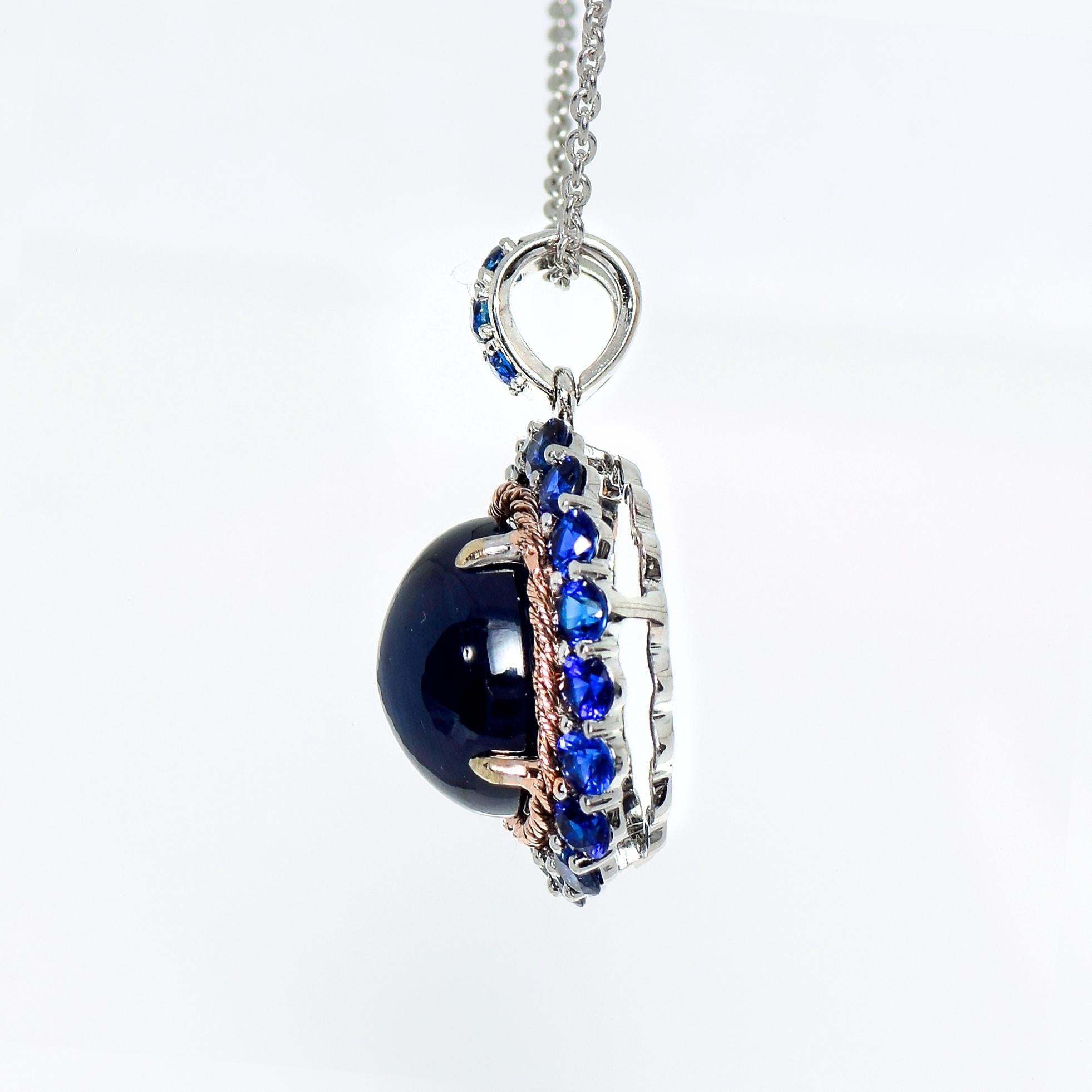 *NRP* IGI 14k 5.80 Carat Blue Sapphire Antique Art Deco Drop Pendant Necklace In New Condition In Kaohsiung City, TW