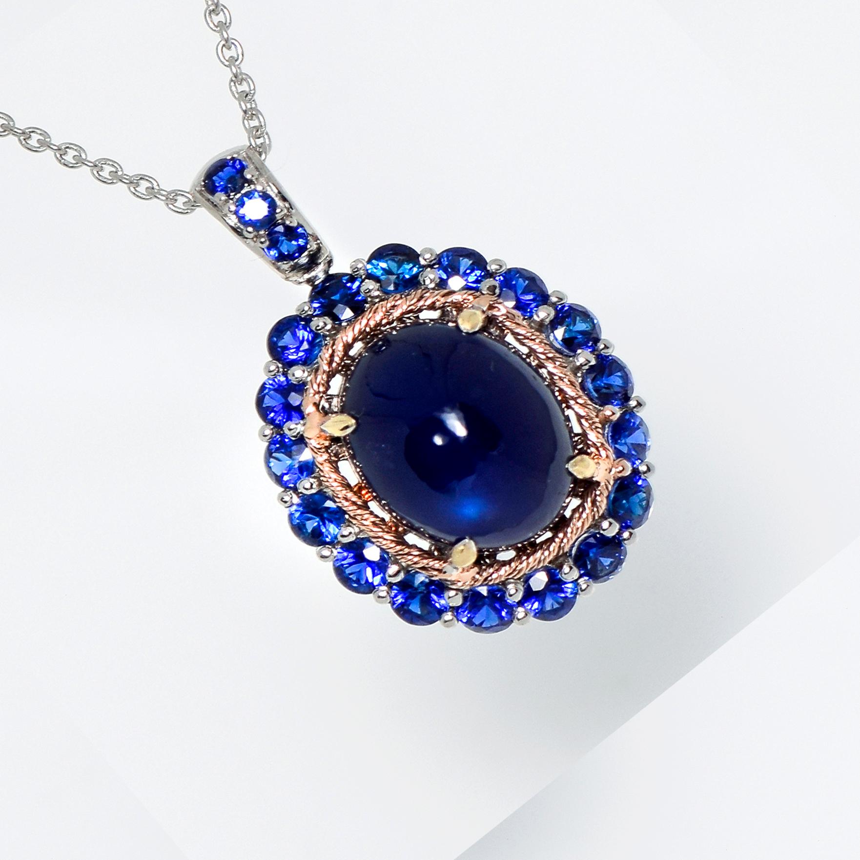 Women's or Men's *NRP* IGI 14k 5.80 Carat Blue Sapphire Antique Art Deco Drop Pendant Necklace