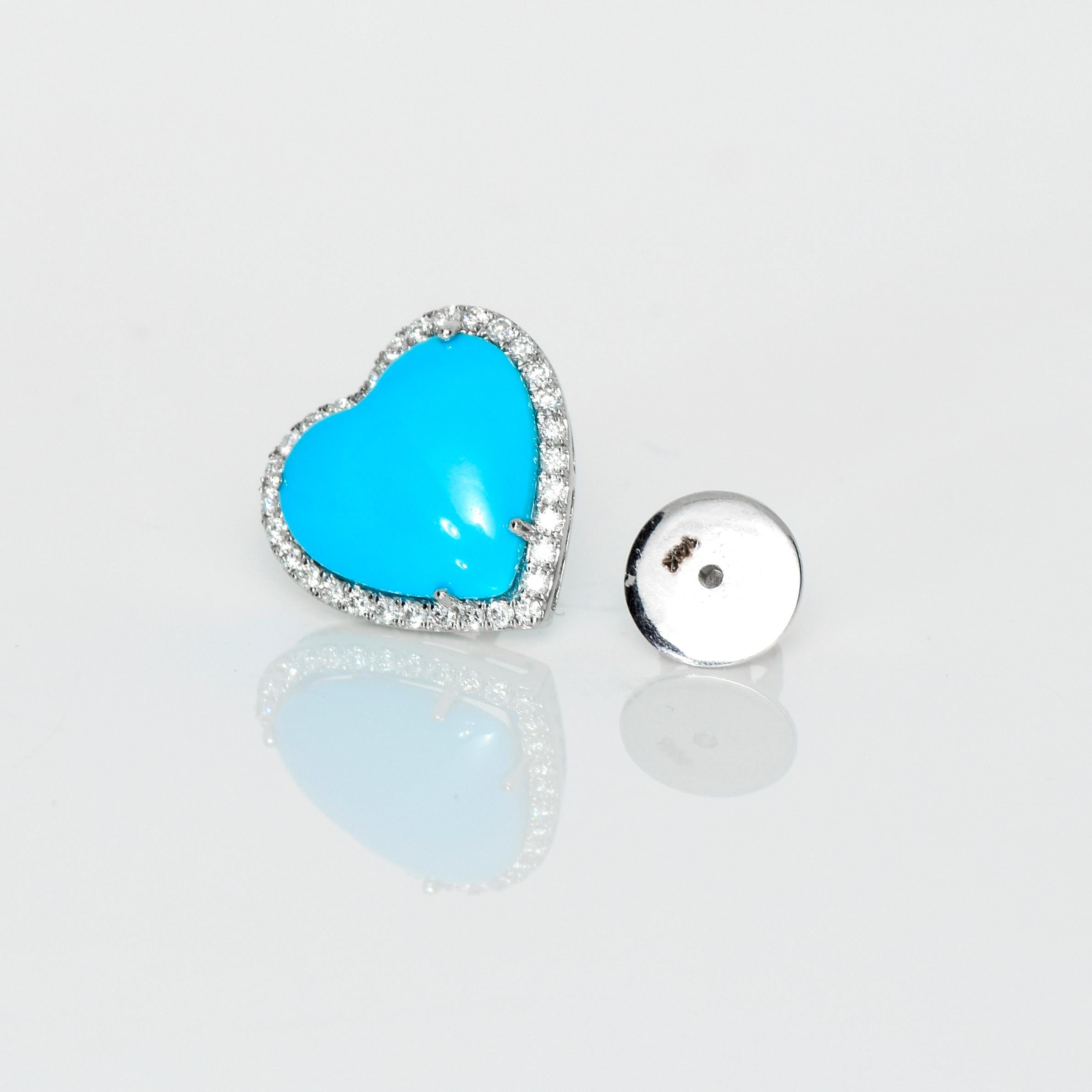 *NRP* IGI 14k 8.27 Carat Turquoise&Diamonds Antique Art Deco Stud Earrings 1