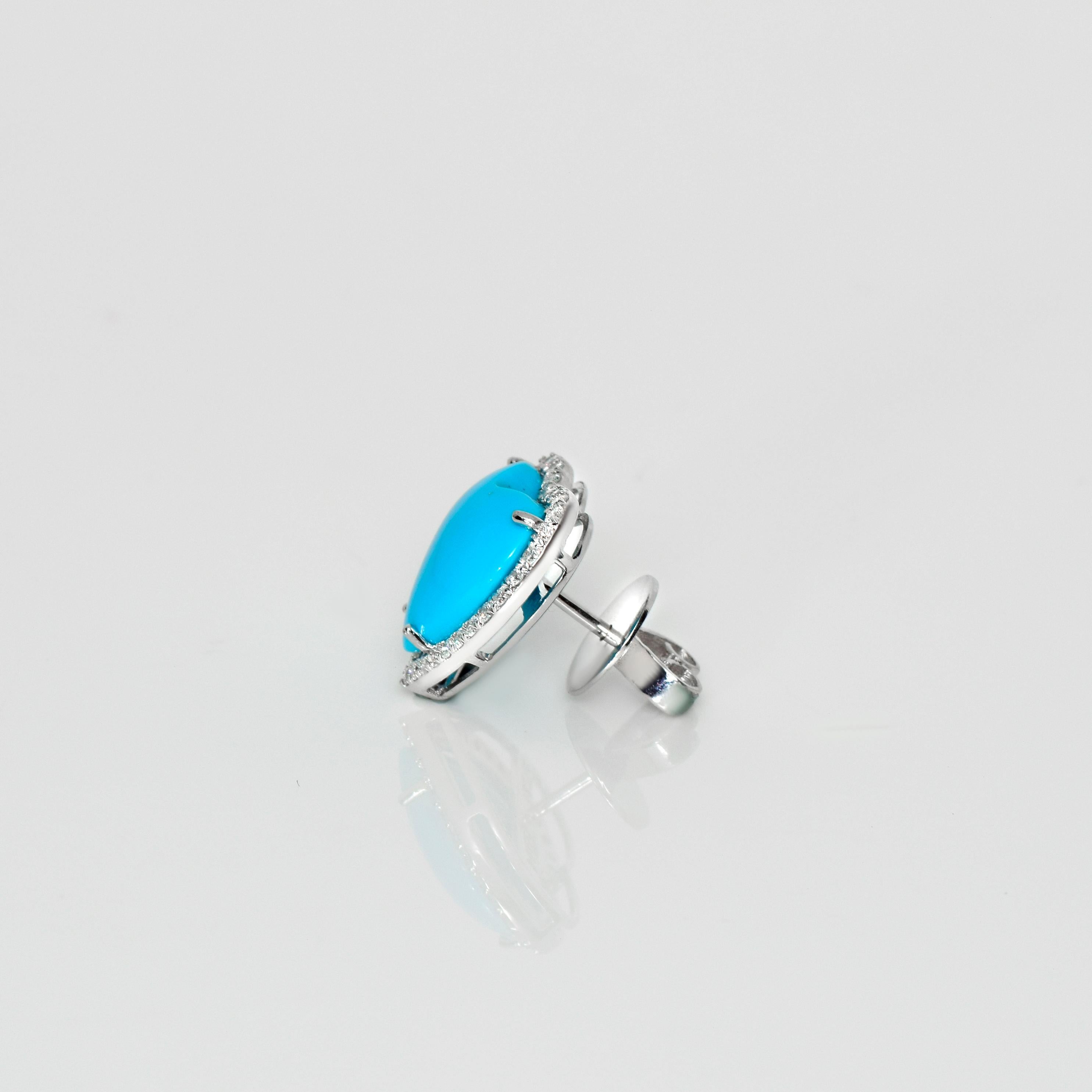 *NRP* IGI 14k 8.27 Carat Turquoise&Diamonds Antique Art Deco Stud Earrings 2