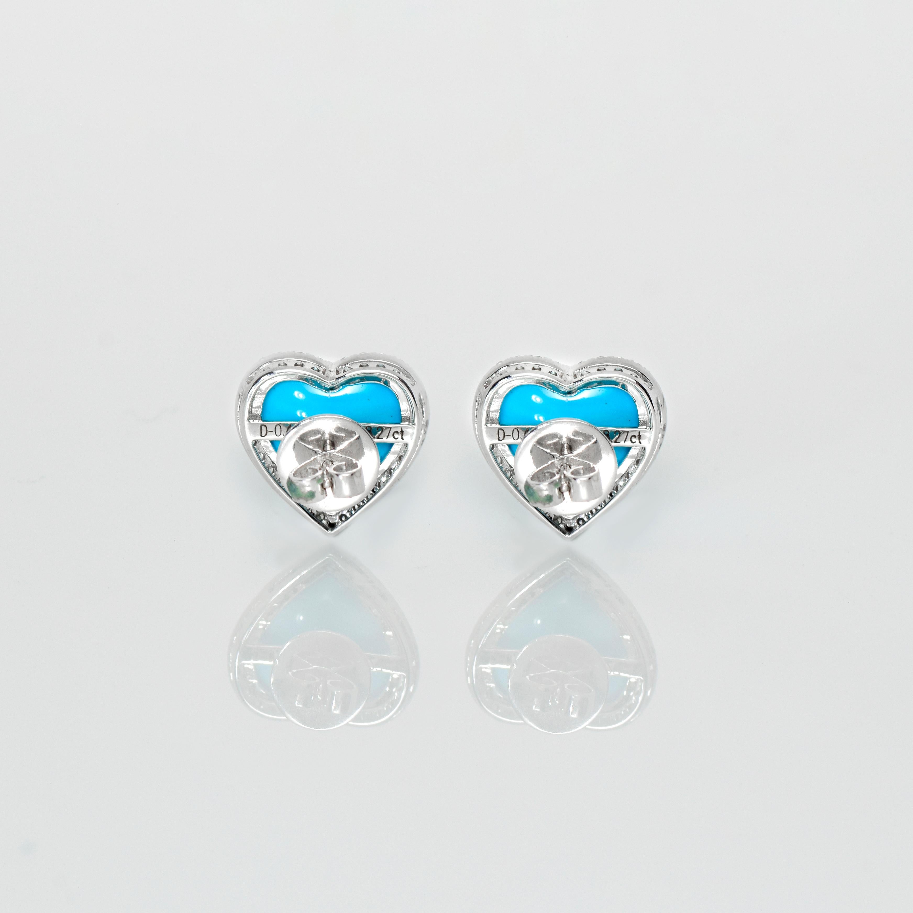 *NRP* IGI 14k 8.27 Carat Turquoise&Diamonds Antique Art Deco Stud Earrings 3