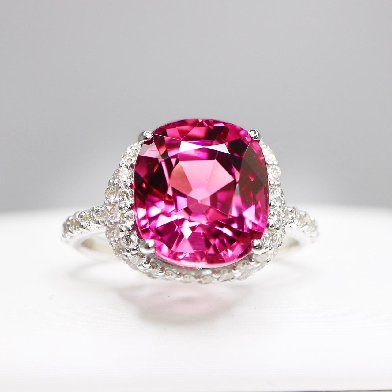 Women's *NRP* GIA 14K 4.90 Ct Top Pink Tourmaline Antique Art Deco Style Engagement Ring