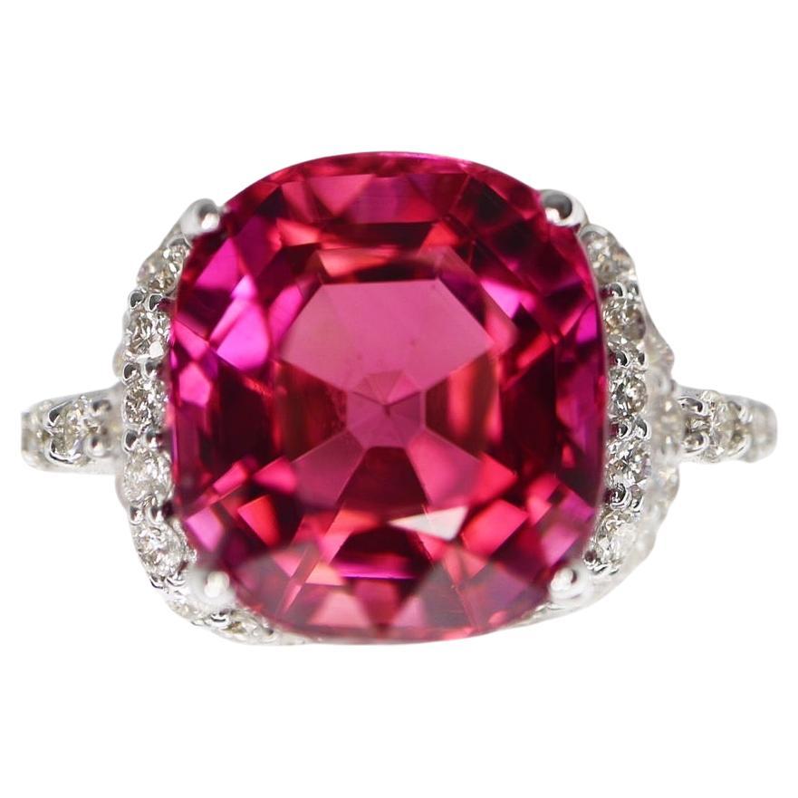 *NRP* GIA 14K 4.90 Ct Top Pink Tourmaline Antique Art Deco Style Engagement Ring
