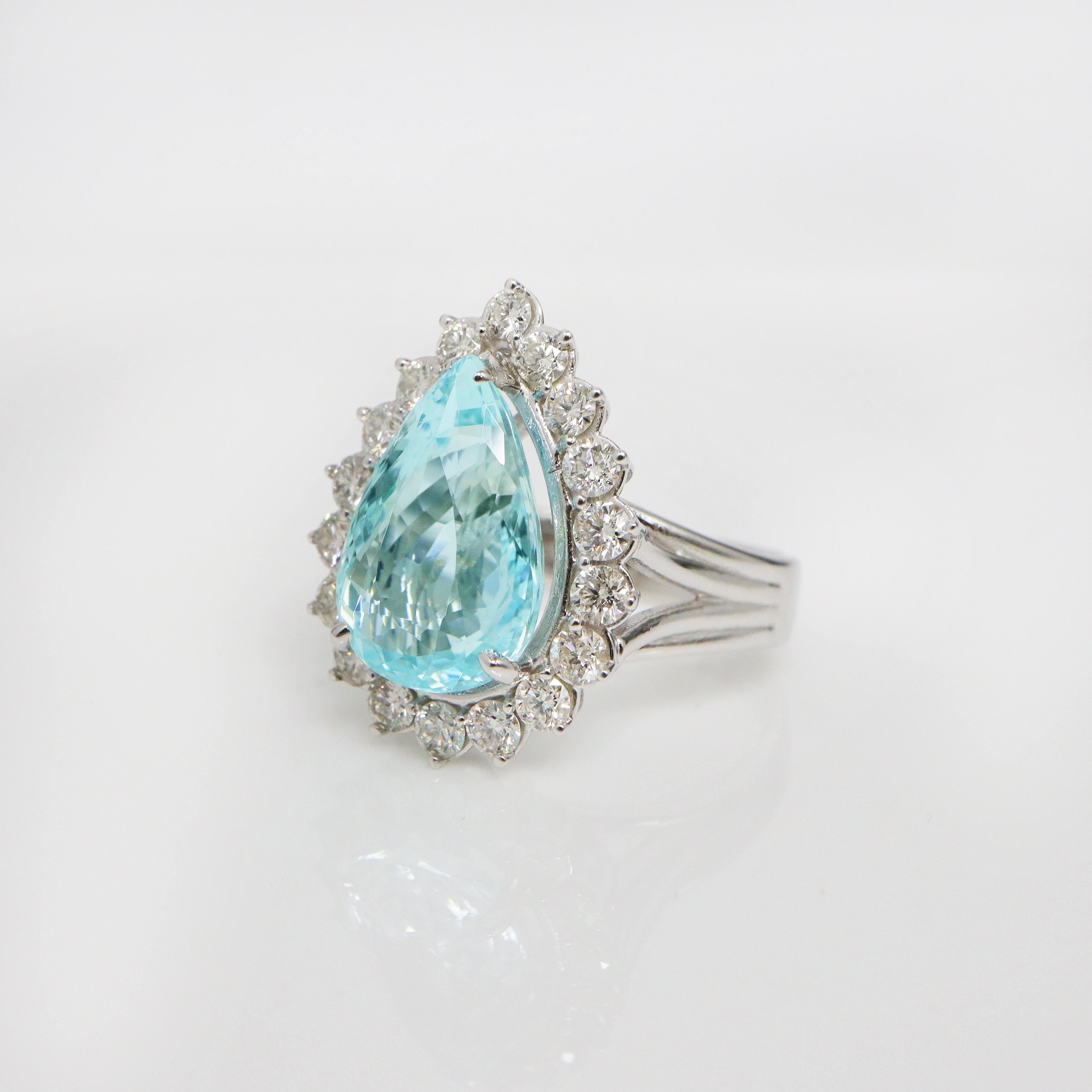 Women's GIA 18K 6.21 Carat Paraiba&Diamonds Art Deco Style Engagement Ring For Sale