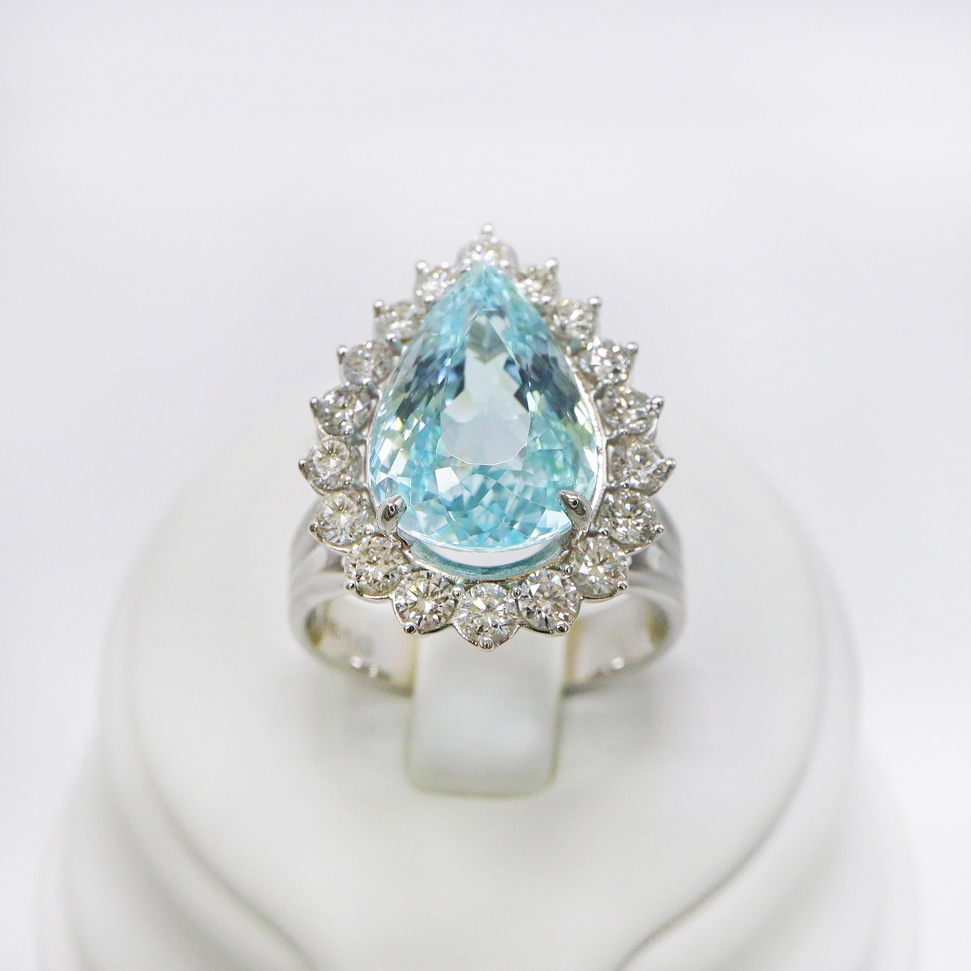 GIA 18K 6.21 Carat Paraiba&Diamonds Art Deco Style Engagement Ring For Sale 1
