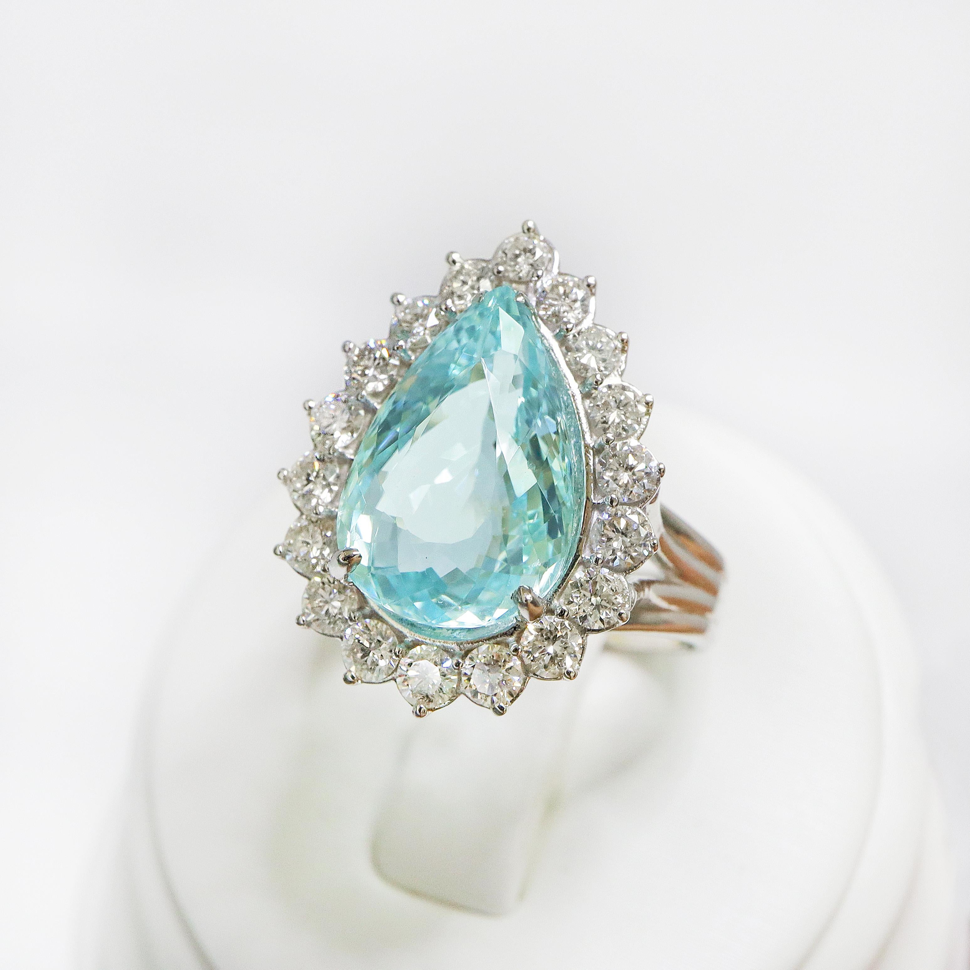 GIA 18K 6.21 Carat Paraiba&Diamonds Art Deco Style Engagement Ring For Sale 2