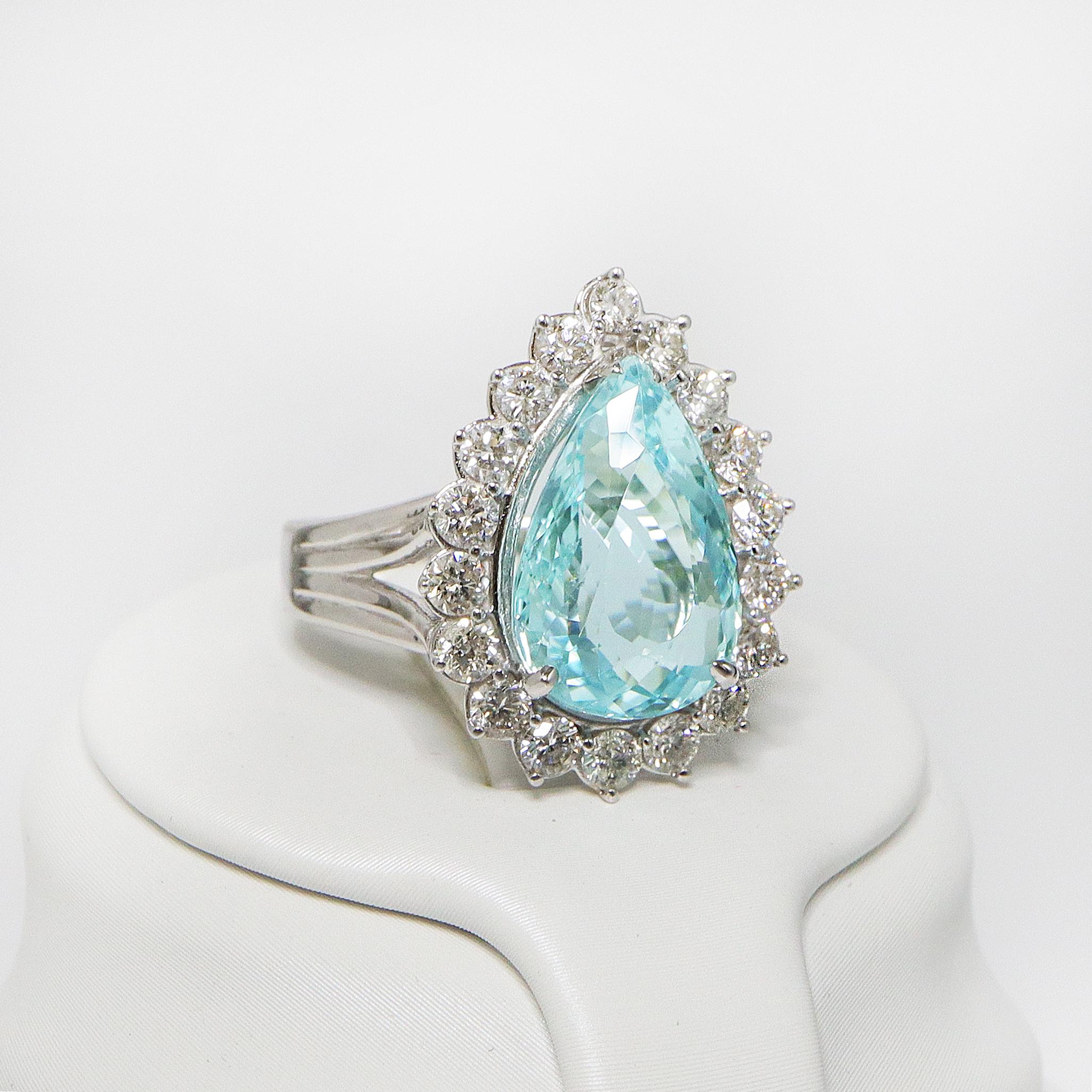 GIA 18K 6.21 Carat Paraiba&Diamonds Art Deco Style Engagement Ring For Sale 3