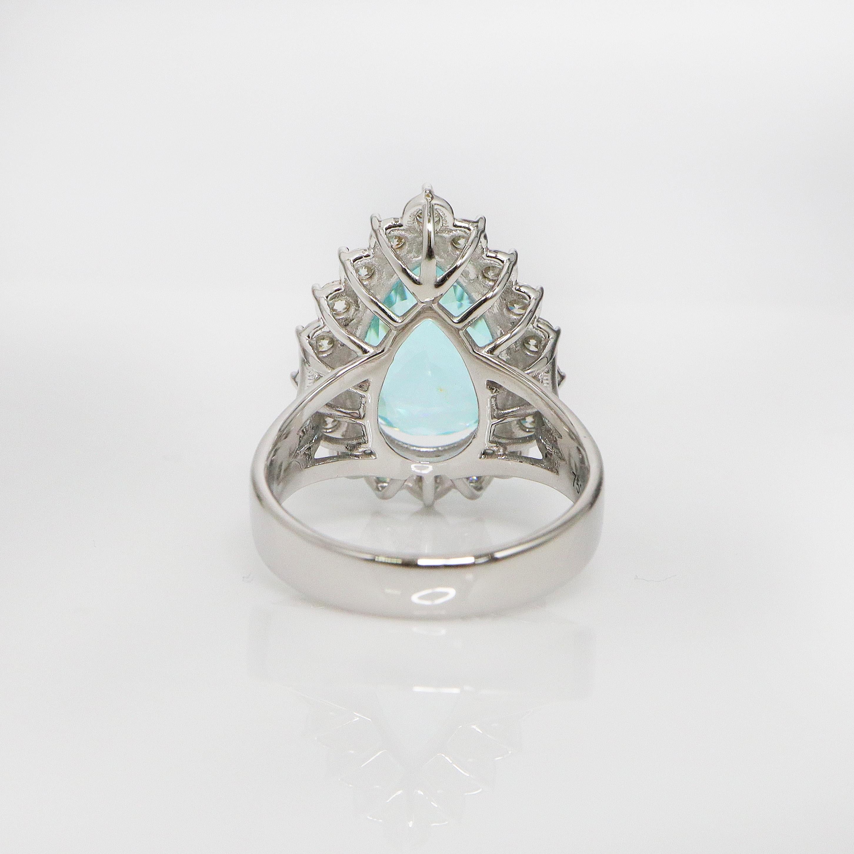 GIA 18K 6.21 Carat Paraiba&Diamonds Art Deco Style Engagement Ring For Sale 4