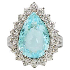 GIA 18K 6.21 Carat Paraiba&Diamonds Art Deco Style Engagement Ring