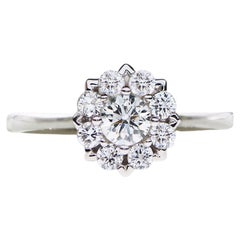Used GIA H VS2 0.23 Ct Flower Shape Diamond Engagement Ring