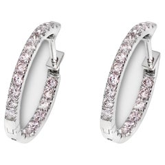 *NRP* IGI 14K 0.98 ct Natural Pink Diamonds Hoop Earrings