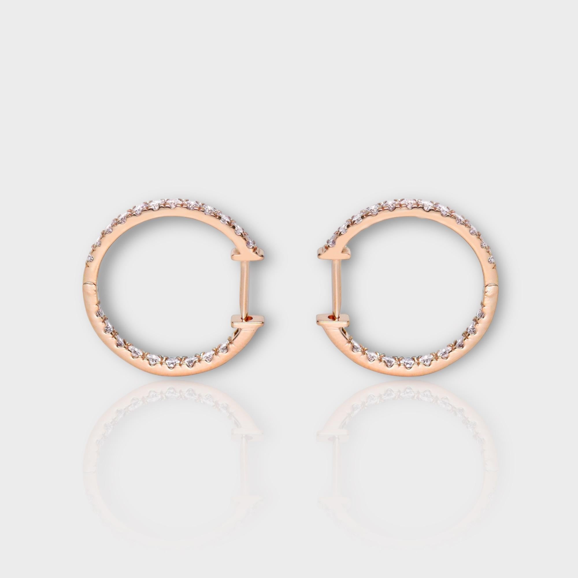 *NRP* IGI 14K 1.03 ct Natural Pink Diamonds Hoop Earrings For Sale 3