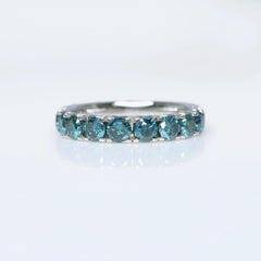 *NRP* IGI 14k 1.30 Ct Natural Blue Diamonds Eternity  Engagement Ring