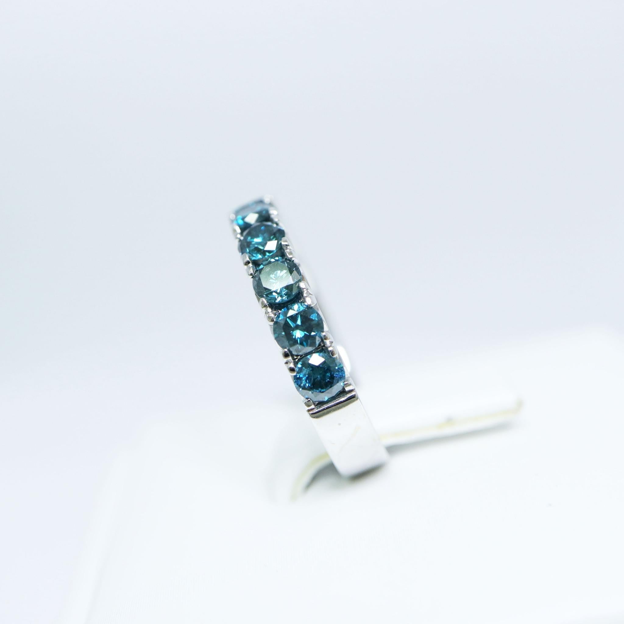 Women's or Men's *NRP* IGI 14k 1.30 Ct Natural Blue Diamonds Eternity  Engagement Ring