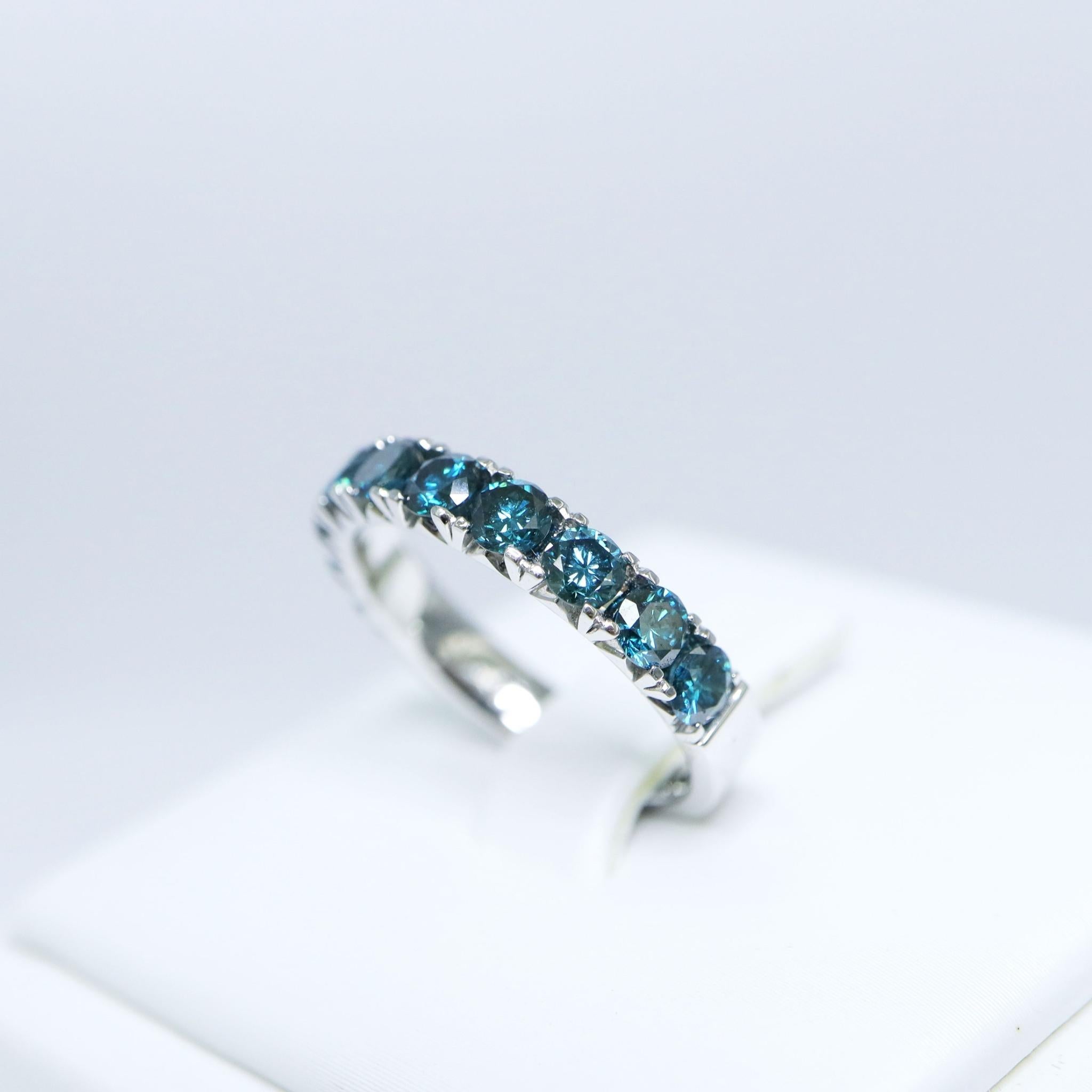 *NRP* IGI 14k 1.30 Ct Natural Blue Diamonds Eternity  Engagement Ring 1