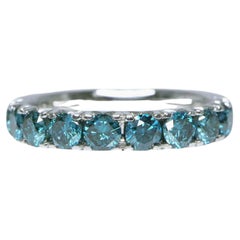 *NRP* IGI 14k 1.30 Ct Natural Blue Diamonds Eternity  Engagement Ring