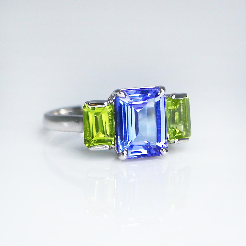 *NRP* IGI 14k 2.00 Ct Tanzanite&Peridots Antique Art Deco Style Engagement Ring 1