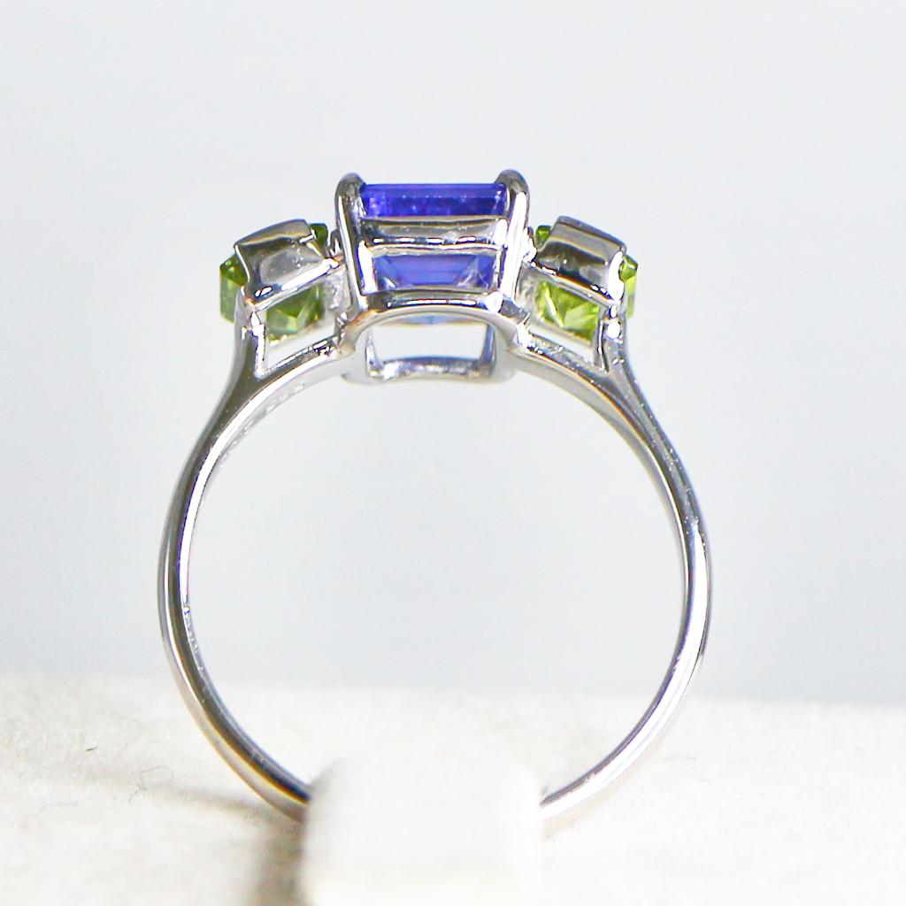*NRP* IGI 14k 2.00 Ct Tanzanite&Peridots Antique Art Deco Style Engagement Ring 2