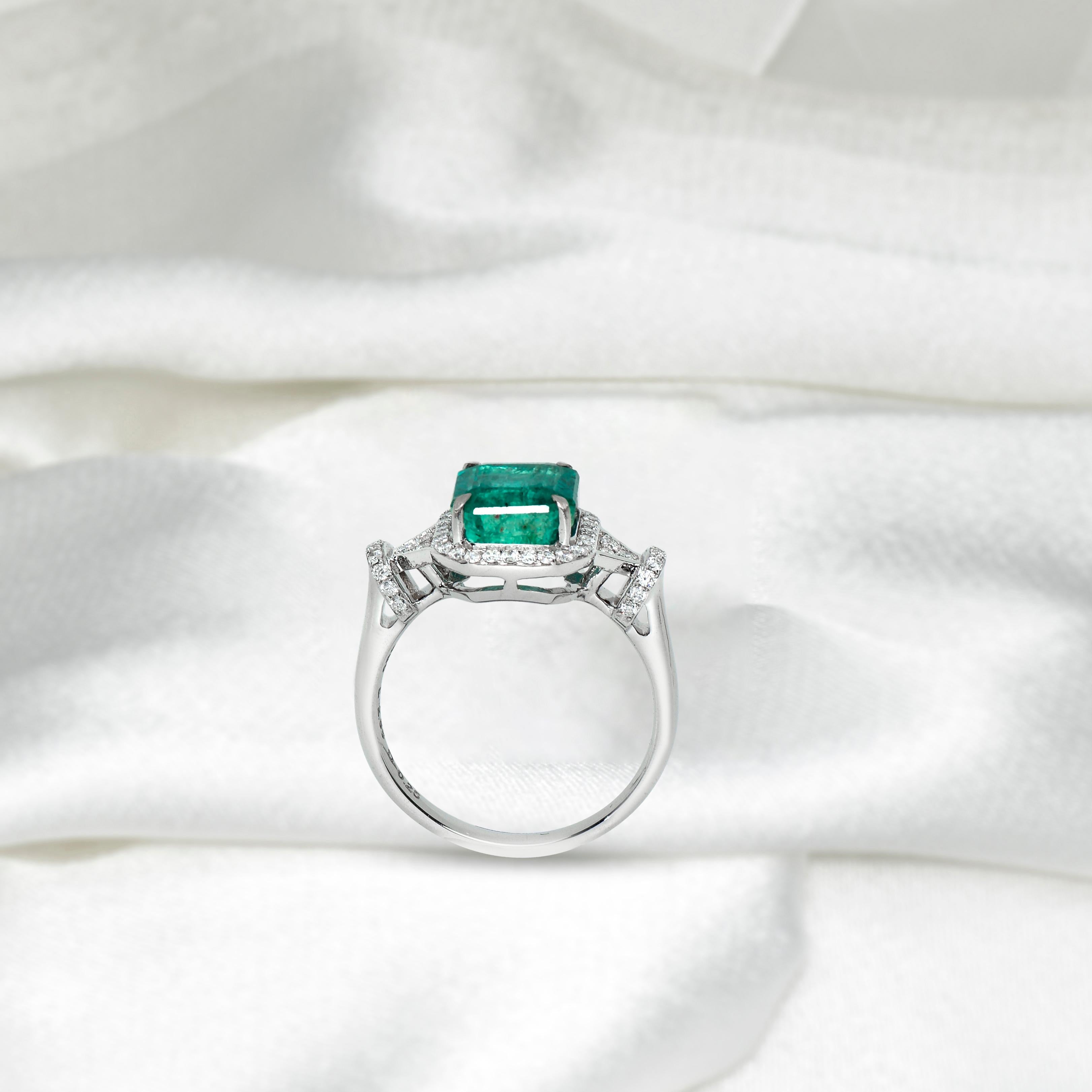 Antiker Art-Déco-Verlobungsring, NRP* IGI 14K 2,65 Karat natürlicher Smaragd Diamant 2