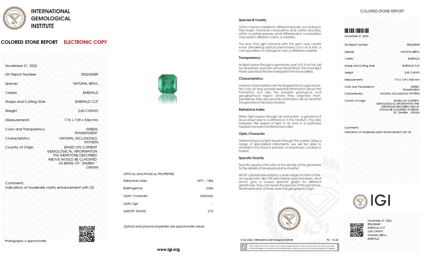 Antiker Art-Déco-Verlobungsring, NRP* IGI 14K 2,65 Karat natürlicher Smaragd Diamant 3