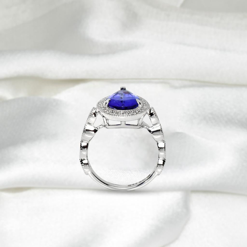 Women's *Sale* IGI 14K 2.74 Ct Tanzanite&Diamonds Antique Art Deco Style Engagement Ring