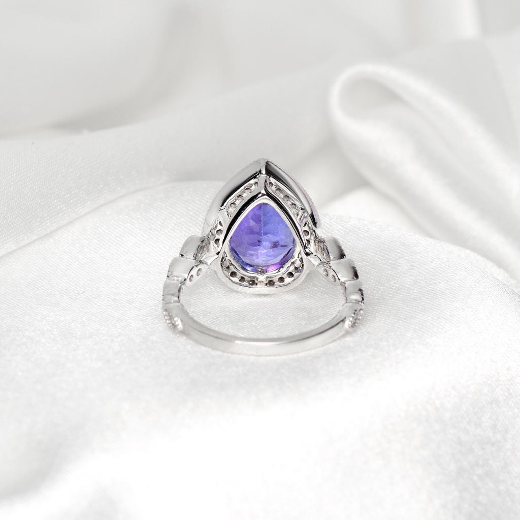 *Sale* IGI 14K 2.74 Ct Tanzanite&Diamonds Antique Art Deco Style Engagement Ring 2