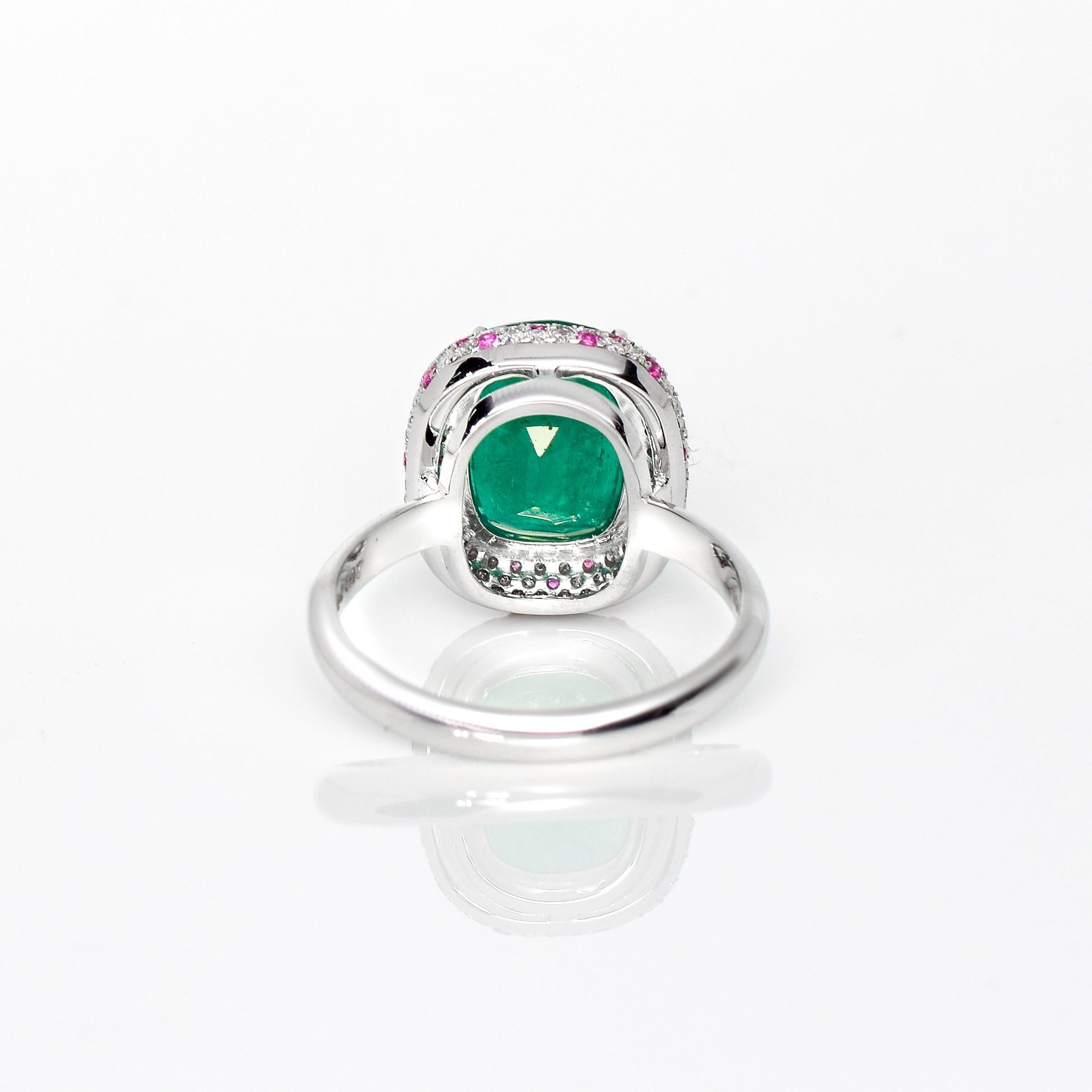 Women's IGI 14k 3.65 ct Rarest No Oiled Emerald Antique Art Deco Engagement Ring For Sale