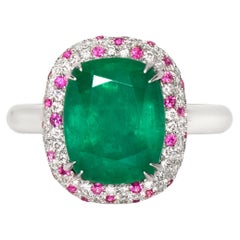 IGI 14k 3.65 ct Rarest No Oiled Emerald Antique Art Deco Engagement Ring